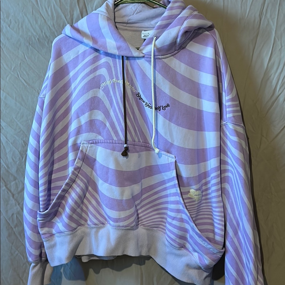 Nike Purple and White Striped Hoodie